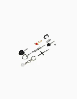 BERSHKA Pack 10 paires de boucles d’oreilles love Argent Best