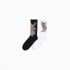 BERSHKA Pack 2 paires de chaussettes imprimées Blanc Flash Sale