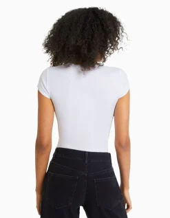 BERSHKA Pack 2 T-shirts manches courtes bord-côte Multicouleur Hot