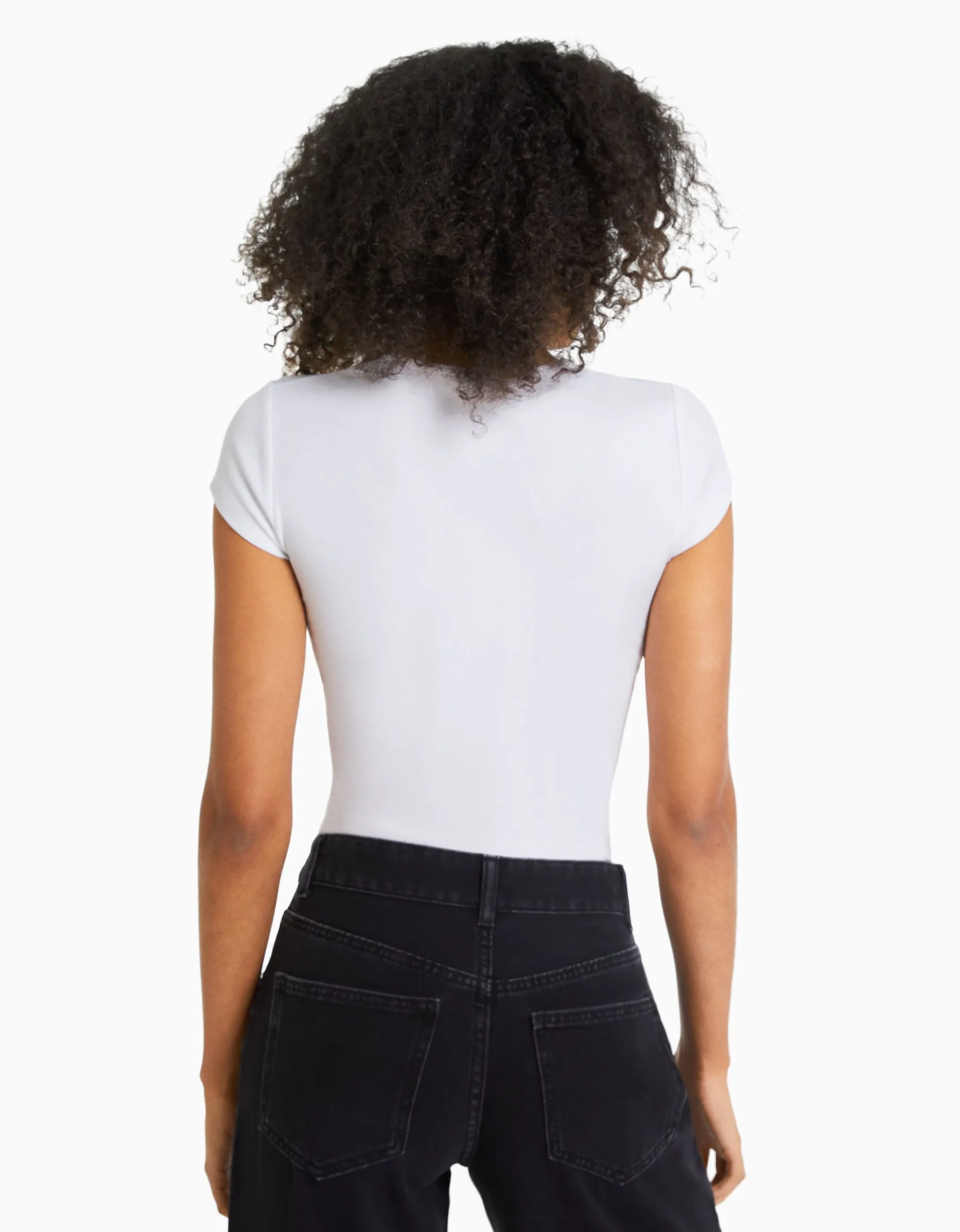 BERSHKA Pack 2 T-shirts manches courtes bord-côte Multicouleur Flash Sale