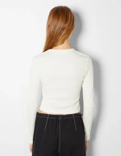 BERSHKA Pack 2 T-shirts manches longues bord-côte Multicouleur Shop