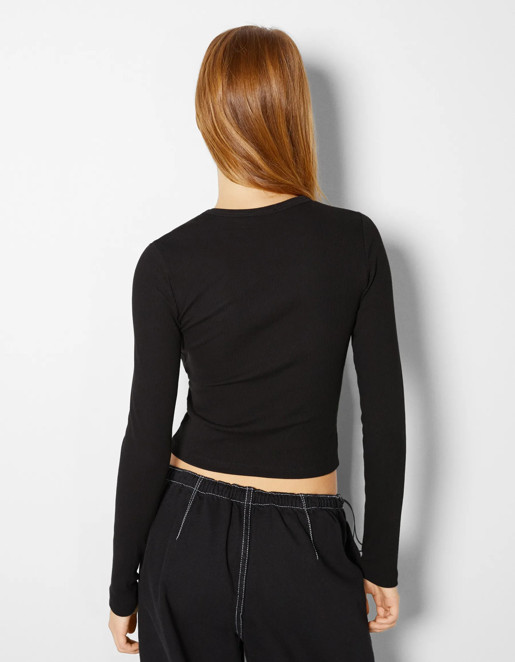 BERSHKA Pack 2 T-shirts manches longues bord-côte Multicouleur Sale