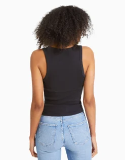 BERSHKA Pack 2 T-shirts sans manches bord-côte Multicouleur Hot