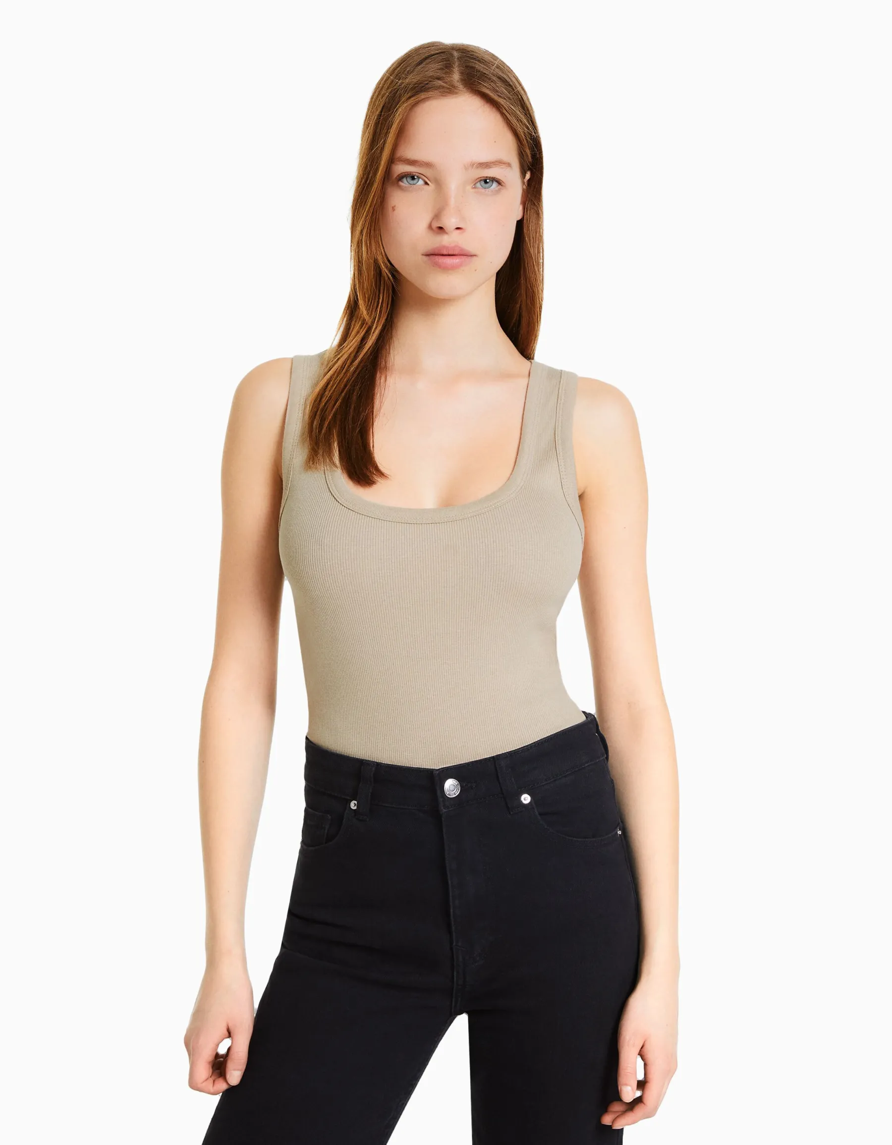 BERSHKA Pack 2 T-shirts sans manches bord-côte Multicouleur Hot
