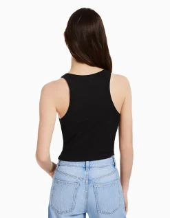 BERSHKA Pack 2 T-shirts sans manches bord-côte Multicouleur Online