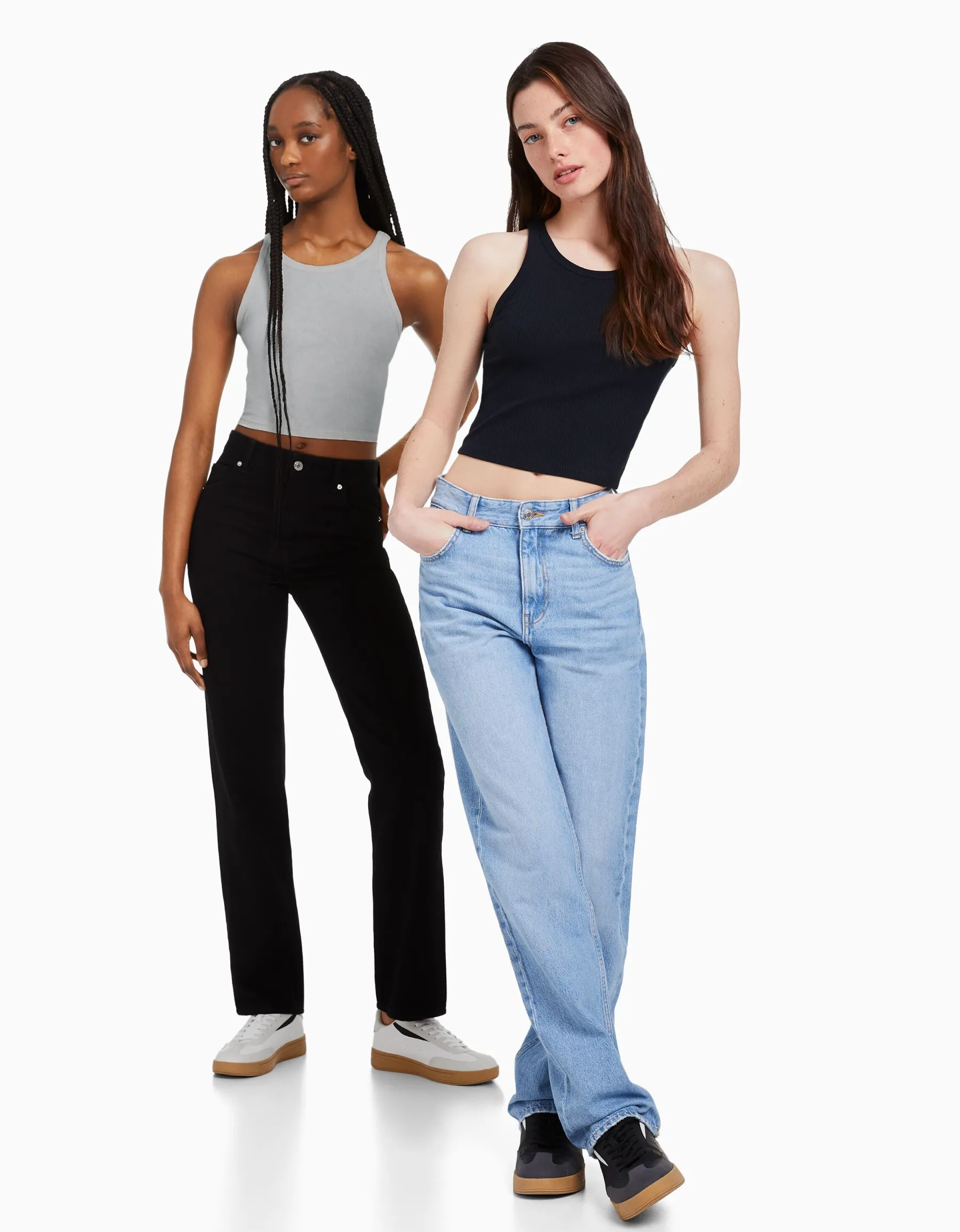 BERSHKA Pack 2 T-shirts sans manches bord-côte Multicouleur Flash Sale