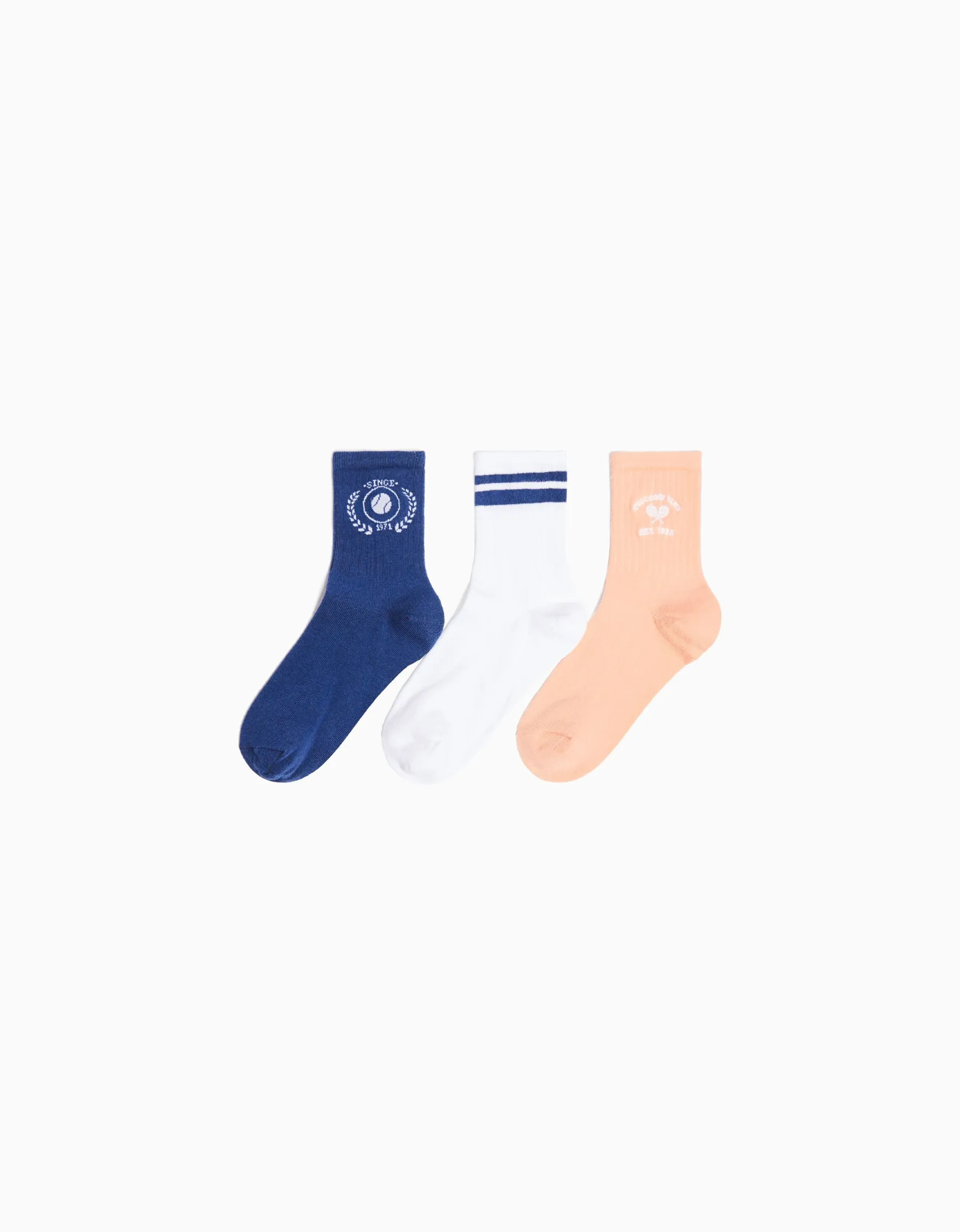 BERSHKA Pack de 3 paires de chaussettes sport Orange Best