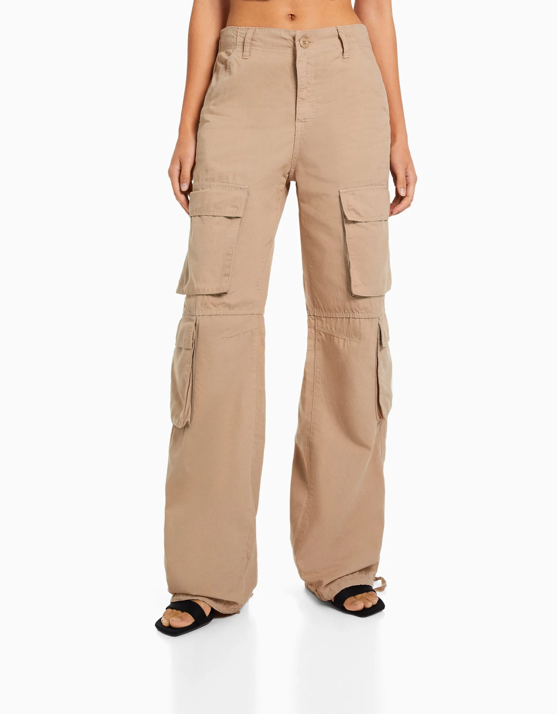 BERSHKA Pantalon cargo cordon Camel Best Sale
