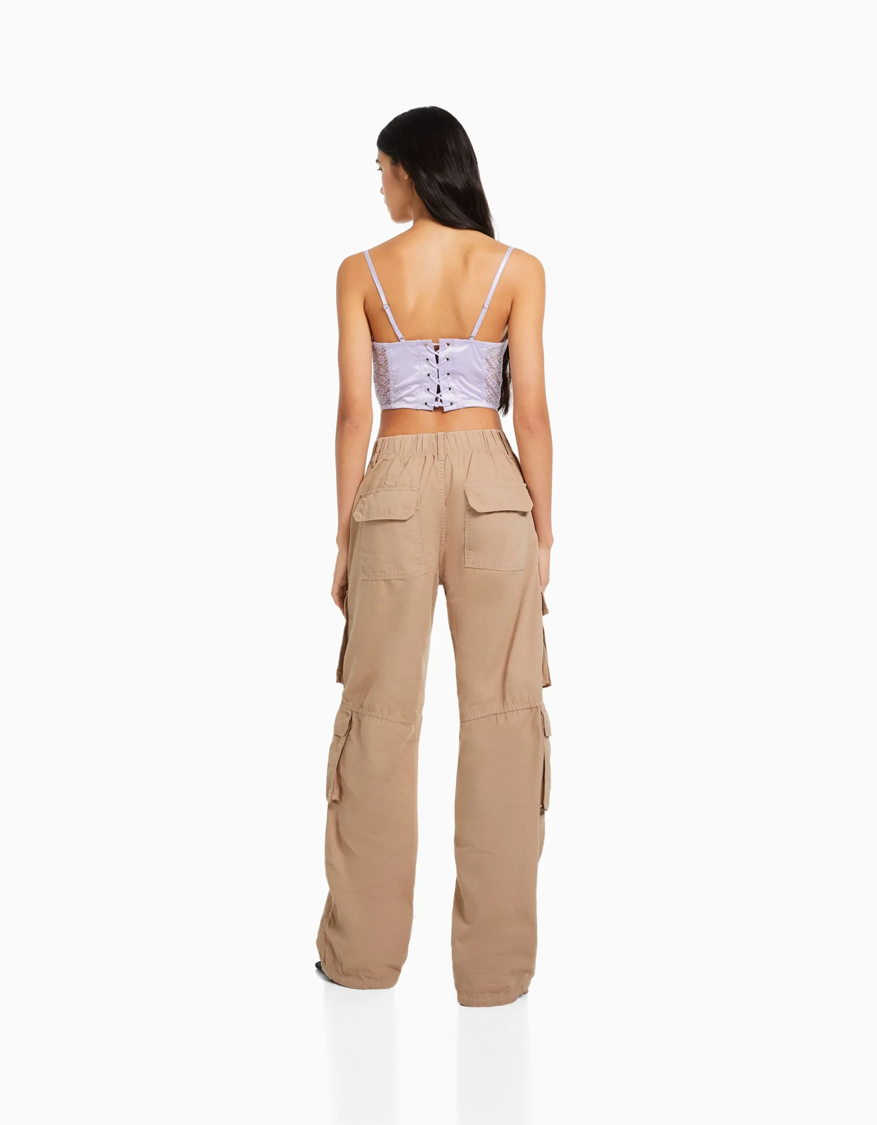 BERSHKA Pantalon cargo cordon Camel Best Sale