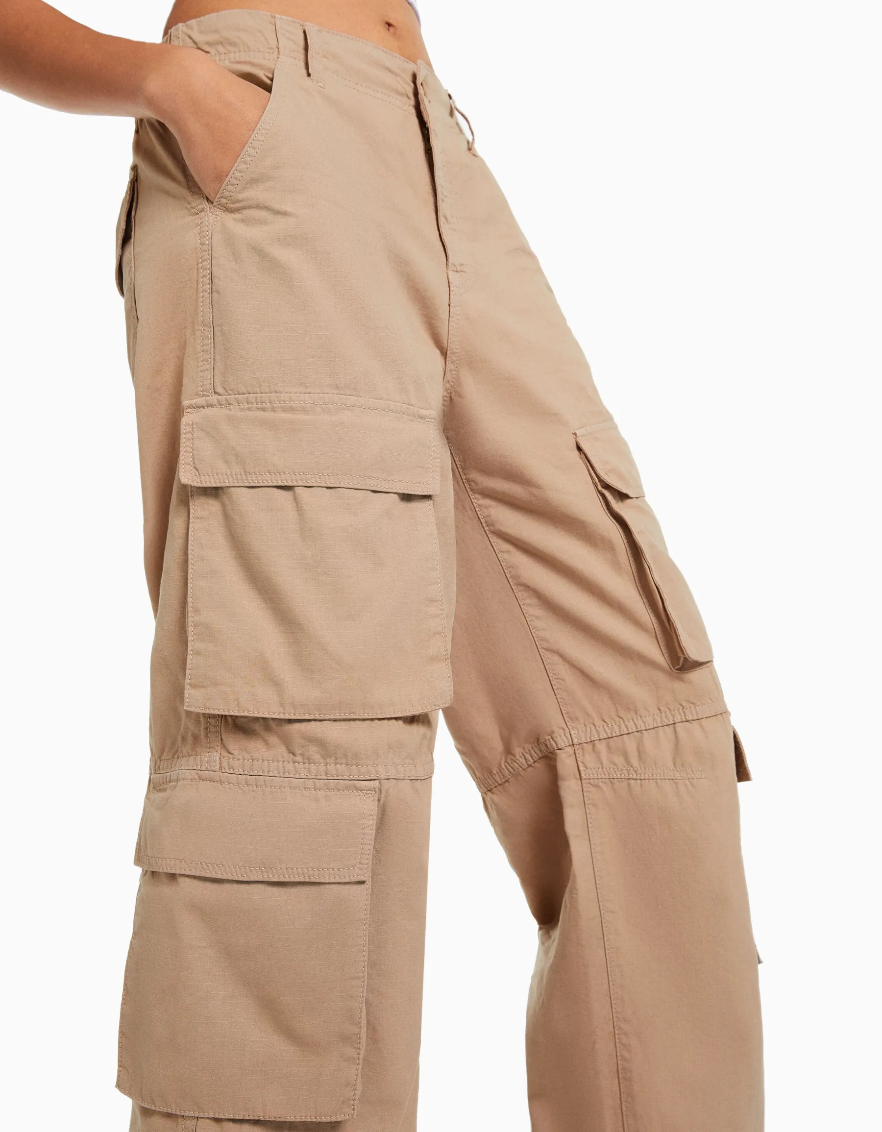 BERSHKA Pantalon cargo cordon Camel Best Sale