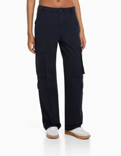 BERSHKA Pantalon cargo moulant serge multipoches Kaki Flash Sale