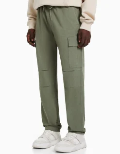 BERSHKA Pantalon cargo stoppeurs Kaki Fashion