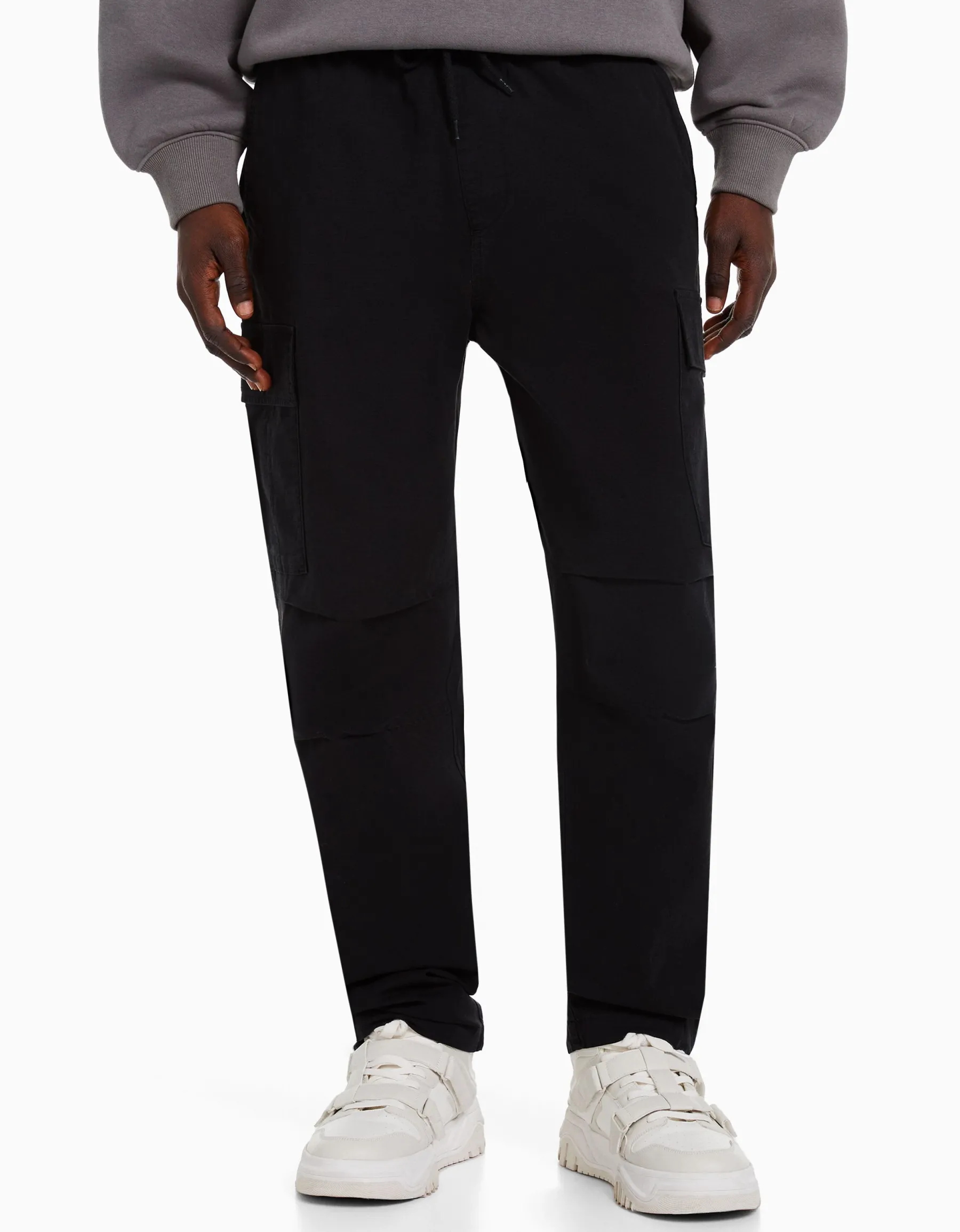 BERSHKA Pantalon cargo stoppeurs Noir Flash Sale
