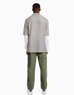 BERSHKA Pantalon cargo stoppeurs Kaki Sale