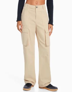 BERSHKA Pantalon cargo straight Noir Cheap