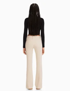 BERSHKA Pantalon flare sergé Noir Shop