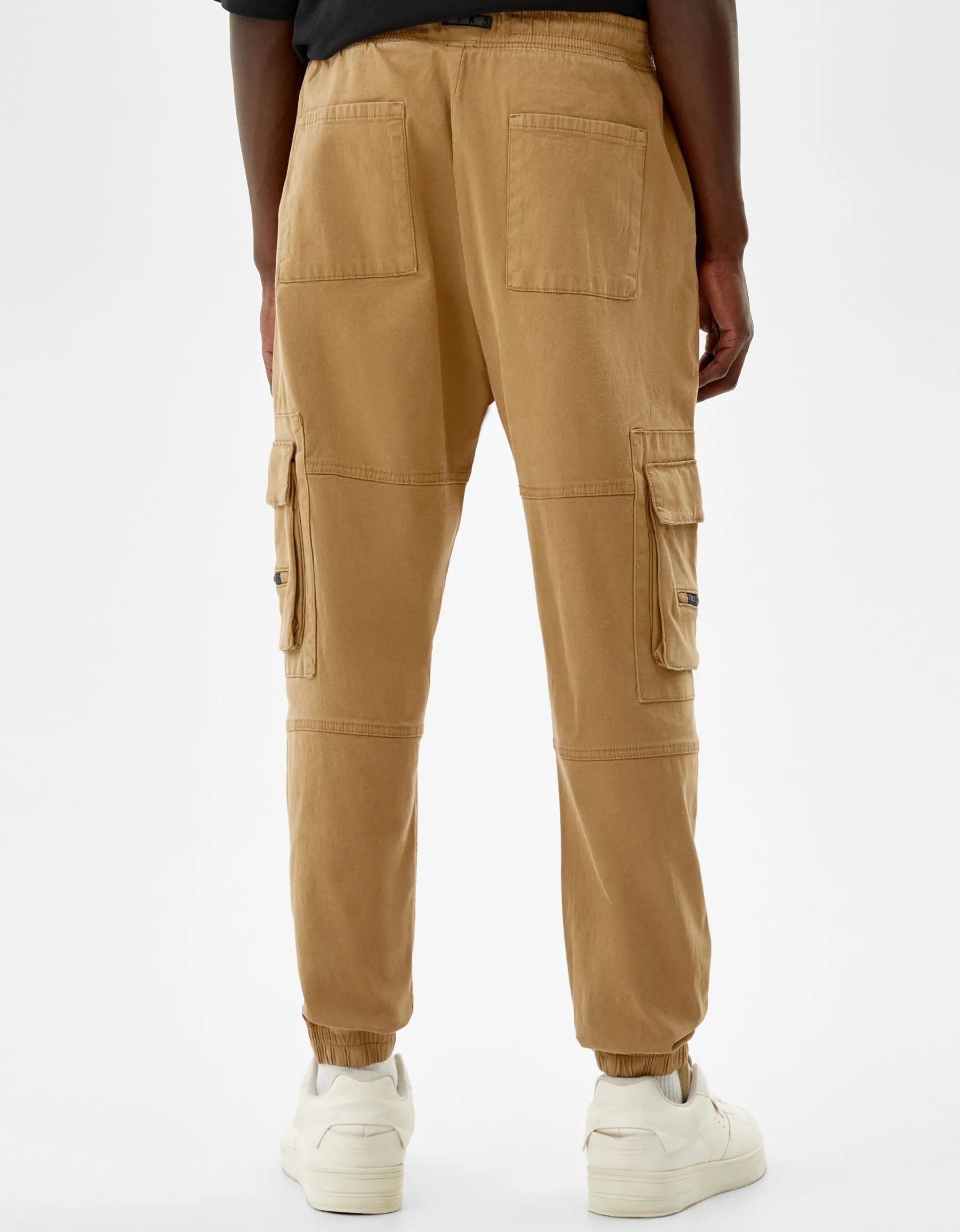 BERSHKA Pantalon jogger cargo Kaki Fashion