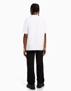 BERSHKA Pantalon jogger cargo coton Noir Hot