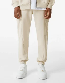 BERSHKA Pantalon jogger cargo molleton Noir Clearance