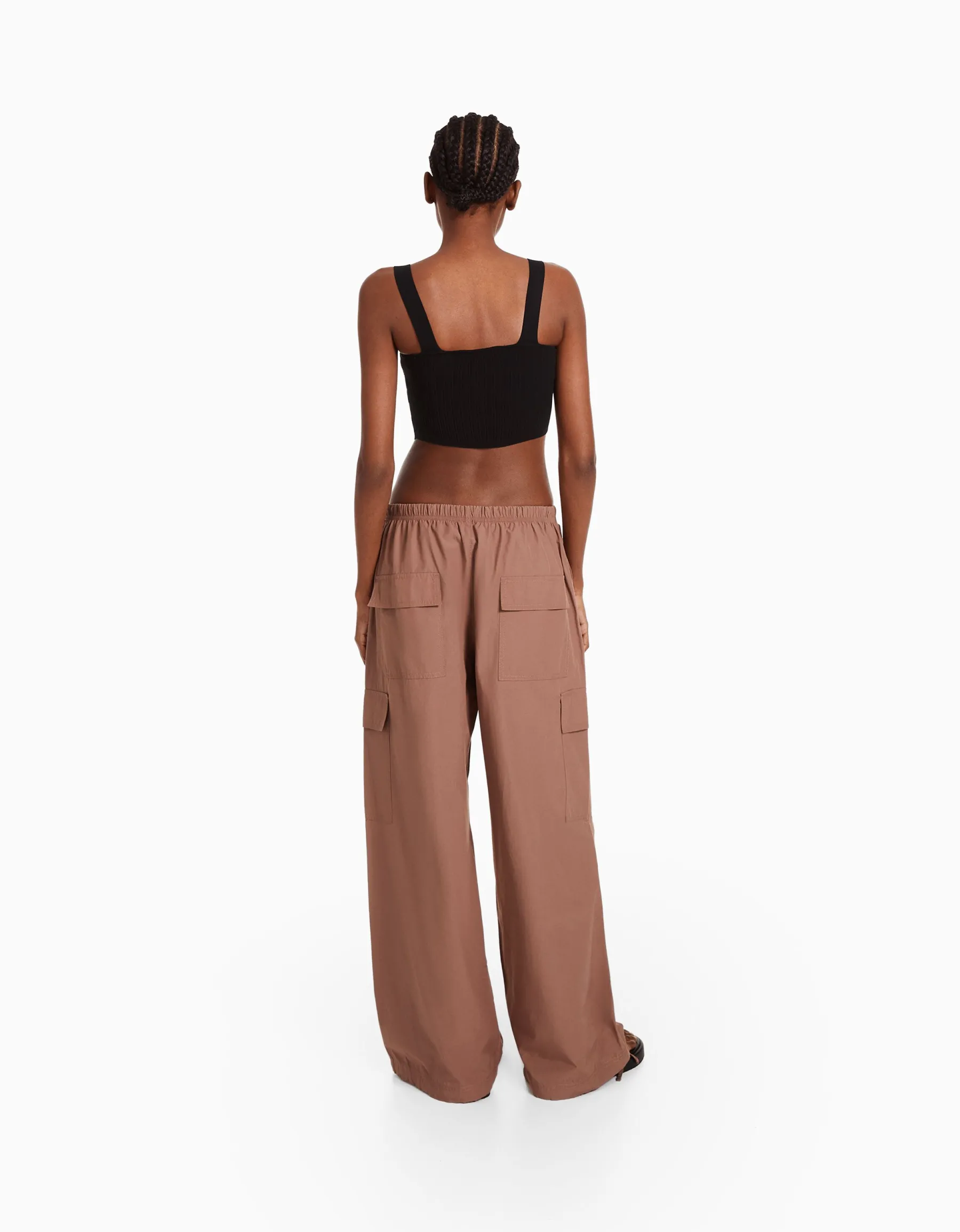 BERSHKA Pantalon jogger cargo parachute Bleu lavé Best Sale