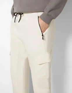 BERSHKA Pantalon jogger cargo slim Blanc cassé Outlet