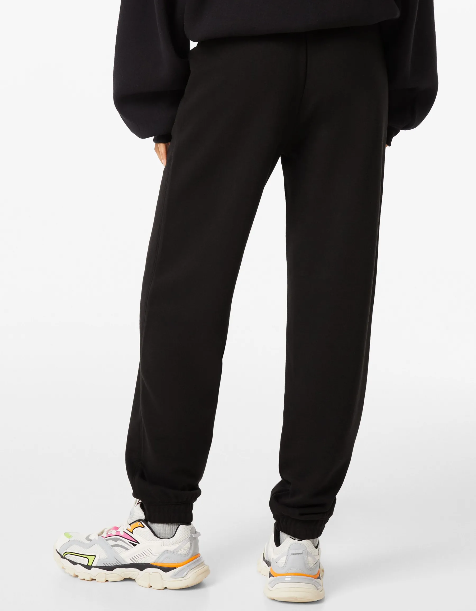BERSHKA Pantalon jogger molleton Noir Outlet