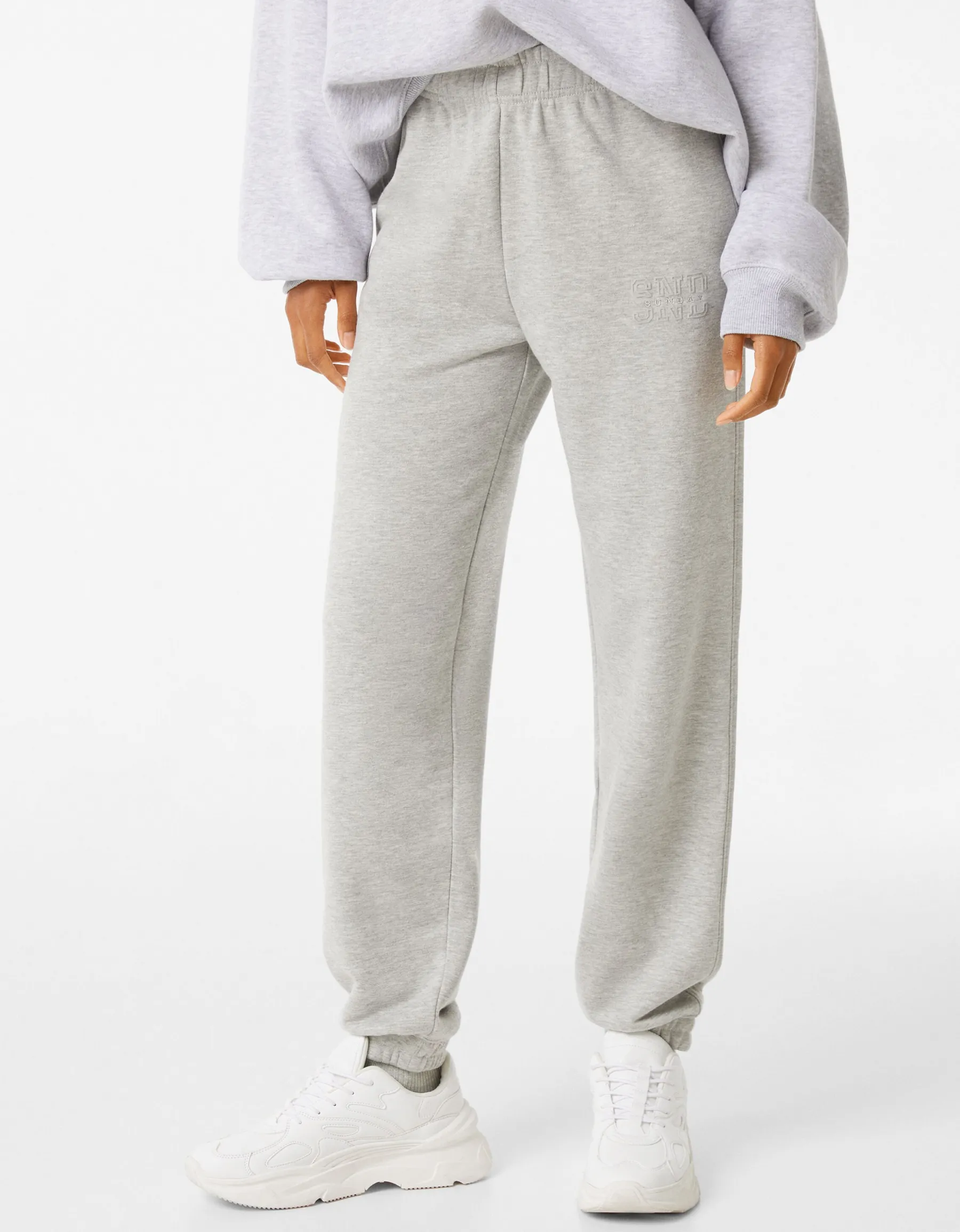 BERSHKA Pantalon jogger molleton Noir Cheap