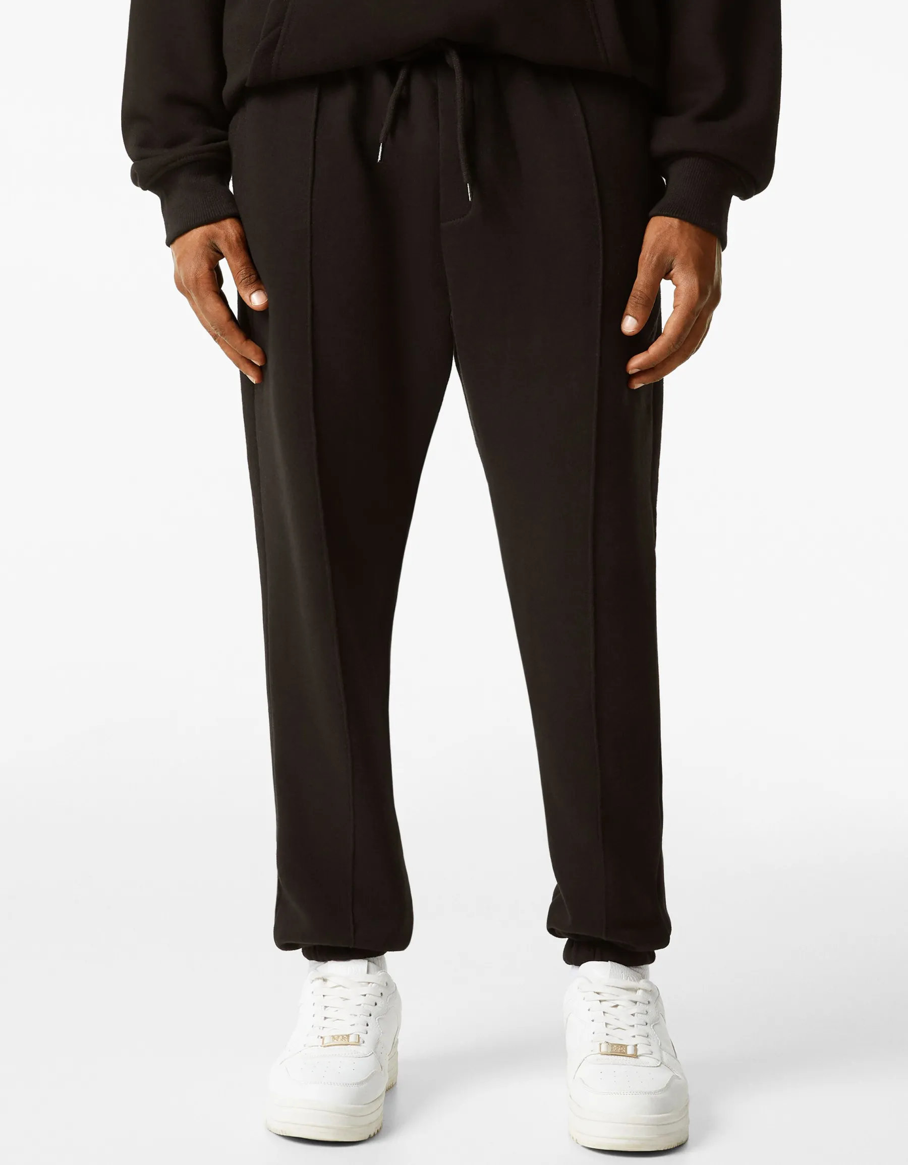 BERSHKA Pantalon jogger molleton Noir Flash Sale