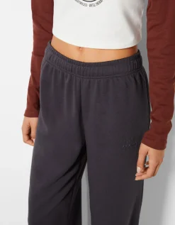 BERSHKA Pantalon jogger molleton Noir Outlet