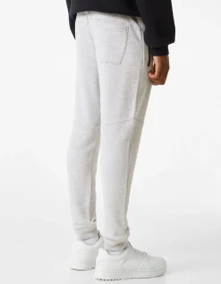 BERSHKA Pantalon jogger molleton découpes Gris Shop