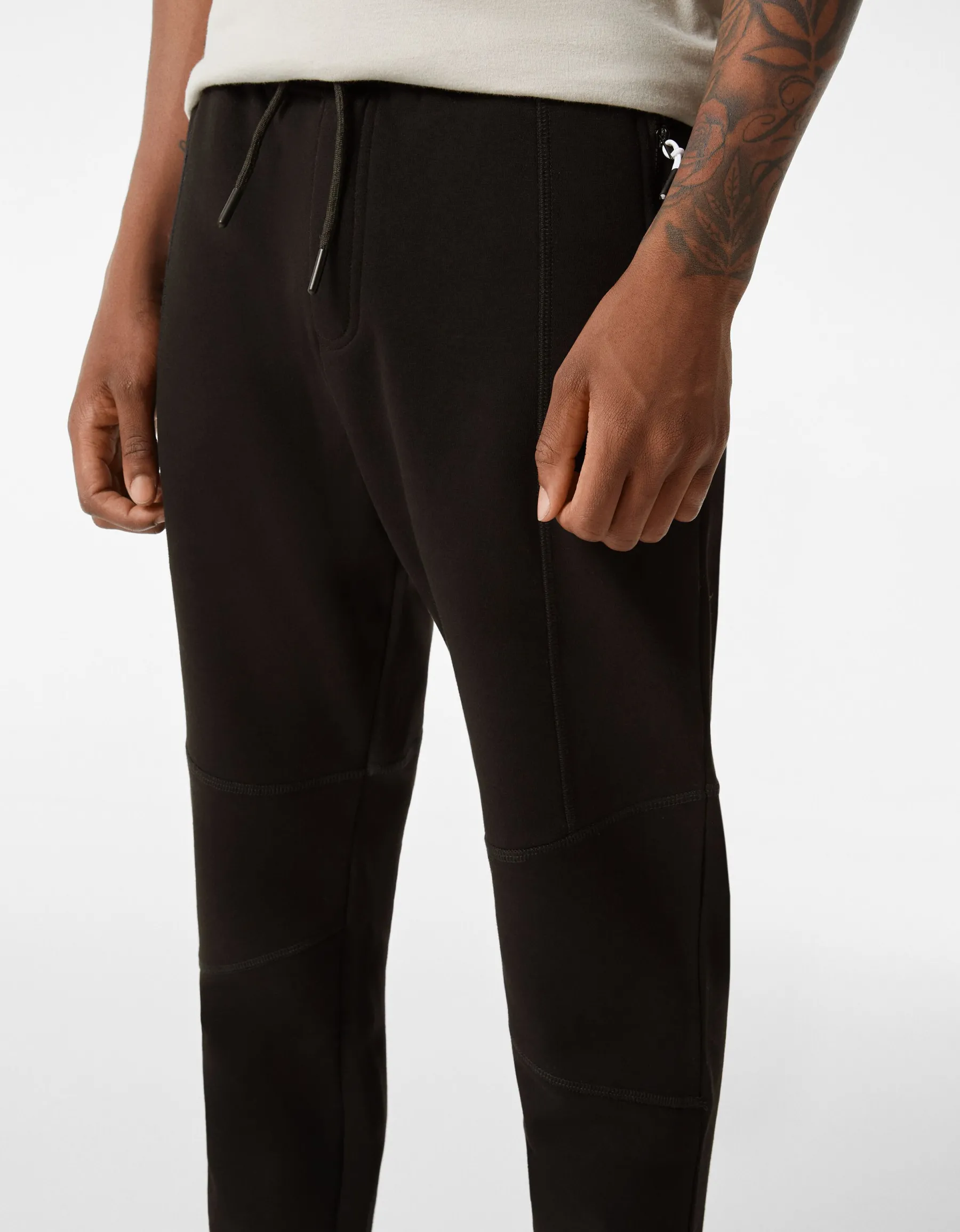 BERSHKA Pantalon jogger molleton découpes Gris Cheap