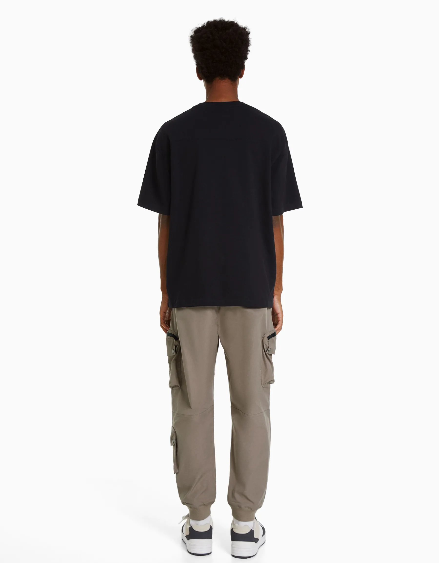 BERSHKA Pantalon jogger technique multifonction Camel Sale