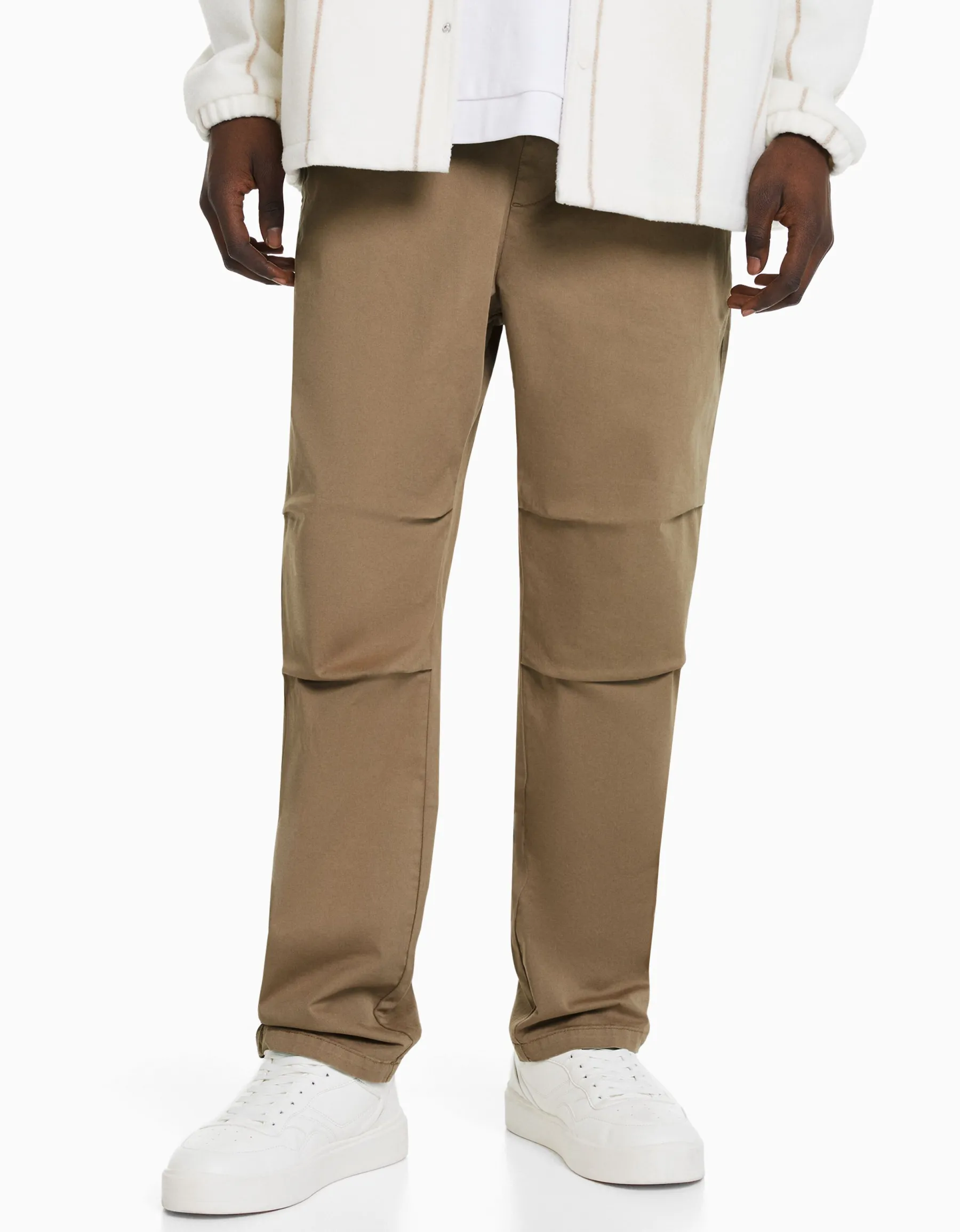 BERSHKA Pantalon loose coton Camel Best Sale