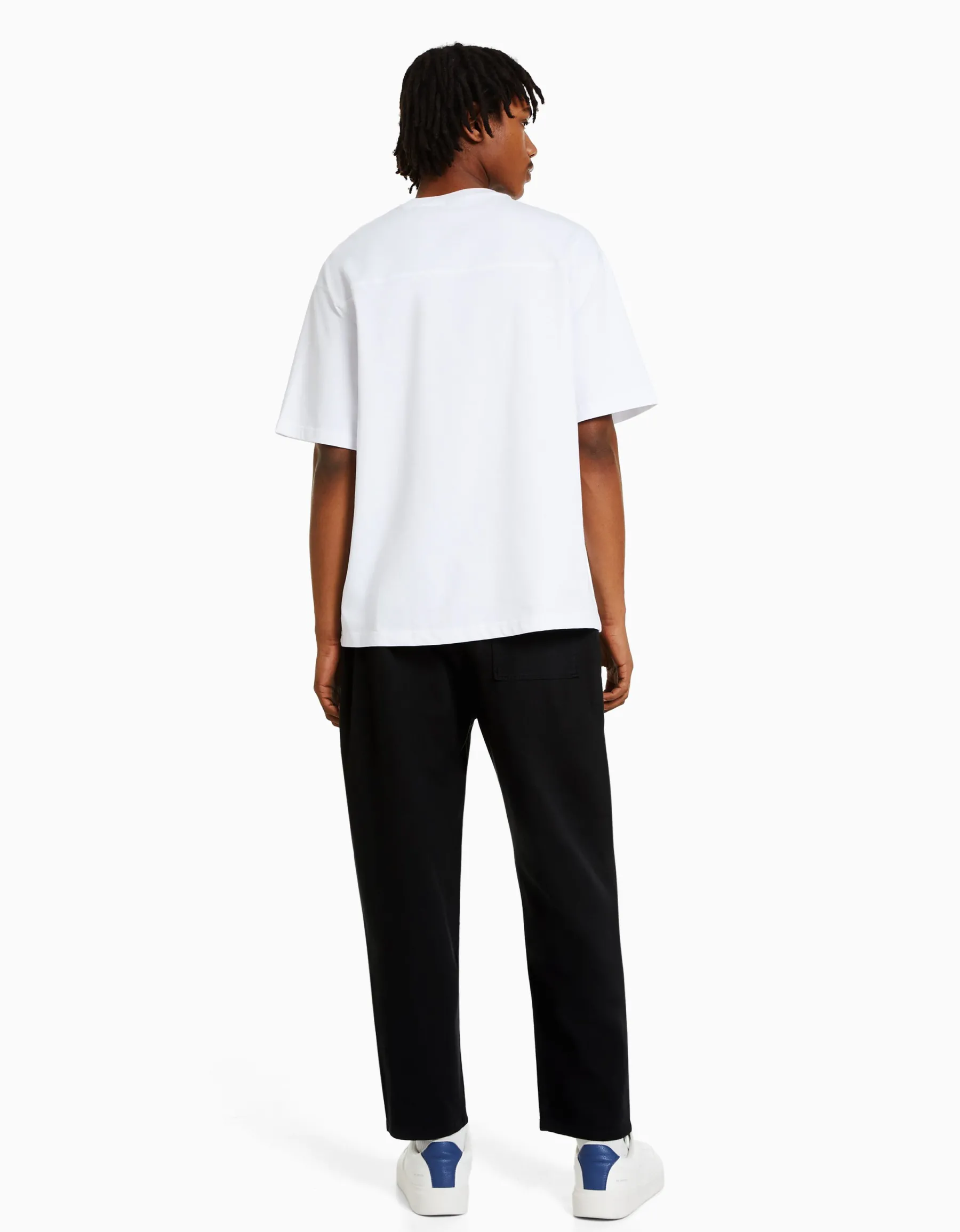 BERSHKA Pantalon loose rustique Noir New