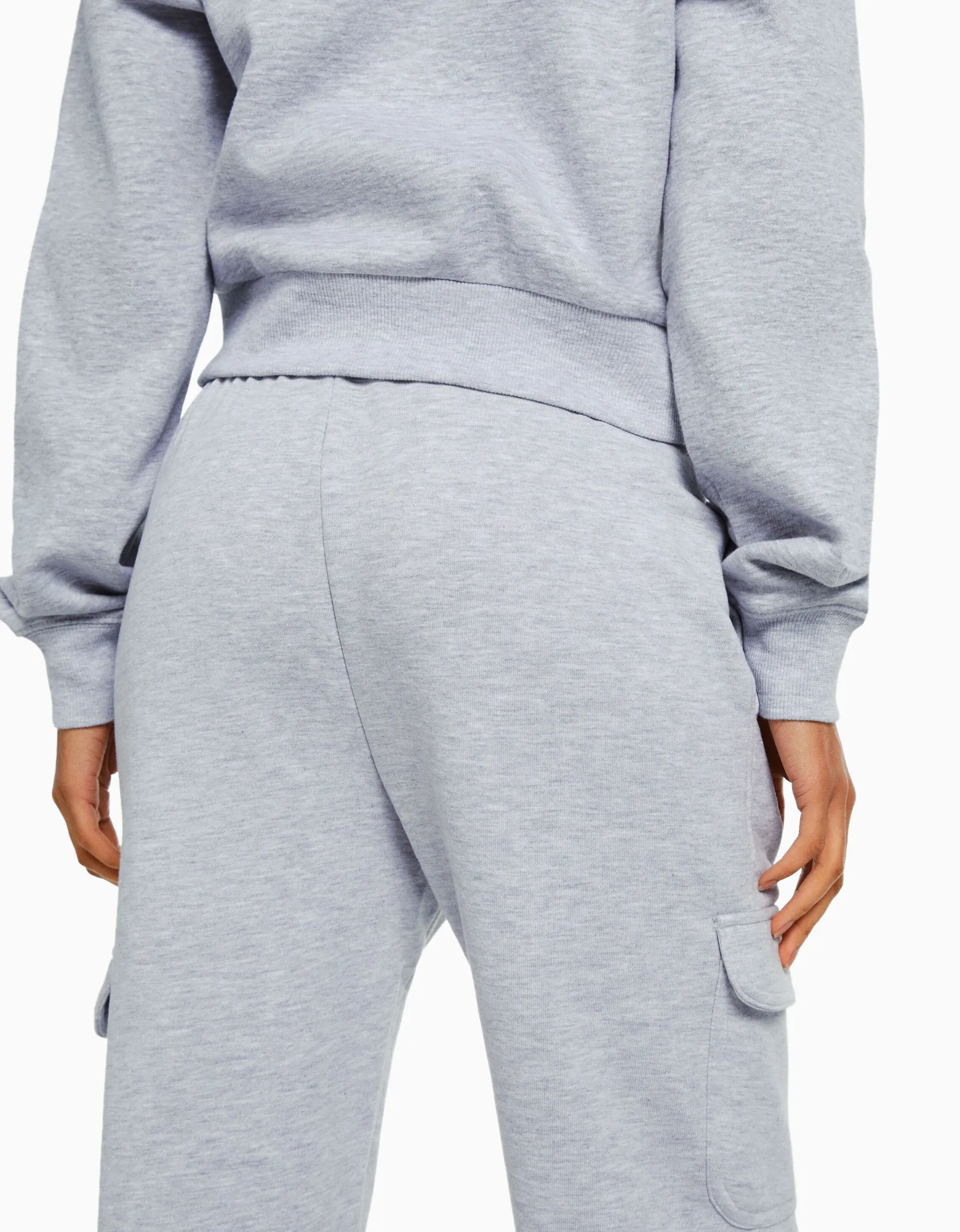 BERSHKA Pantalon molleton poches Gris Online