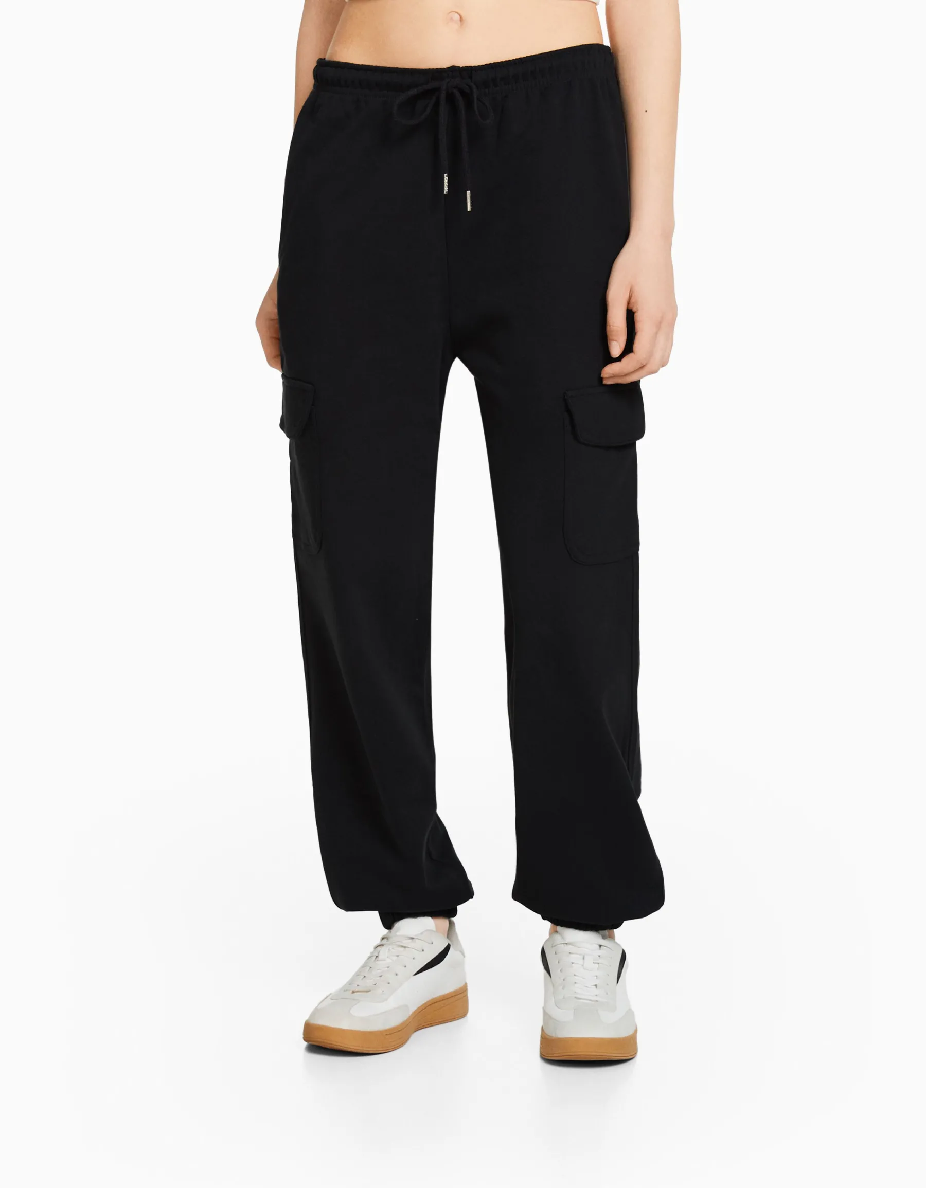 BERSHKA Pantalon molleton poches Gris Best Sale