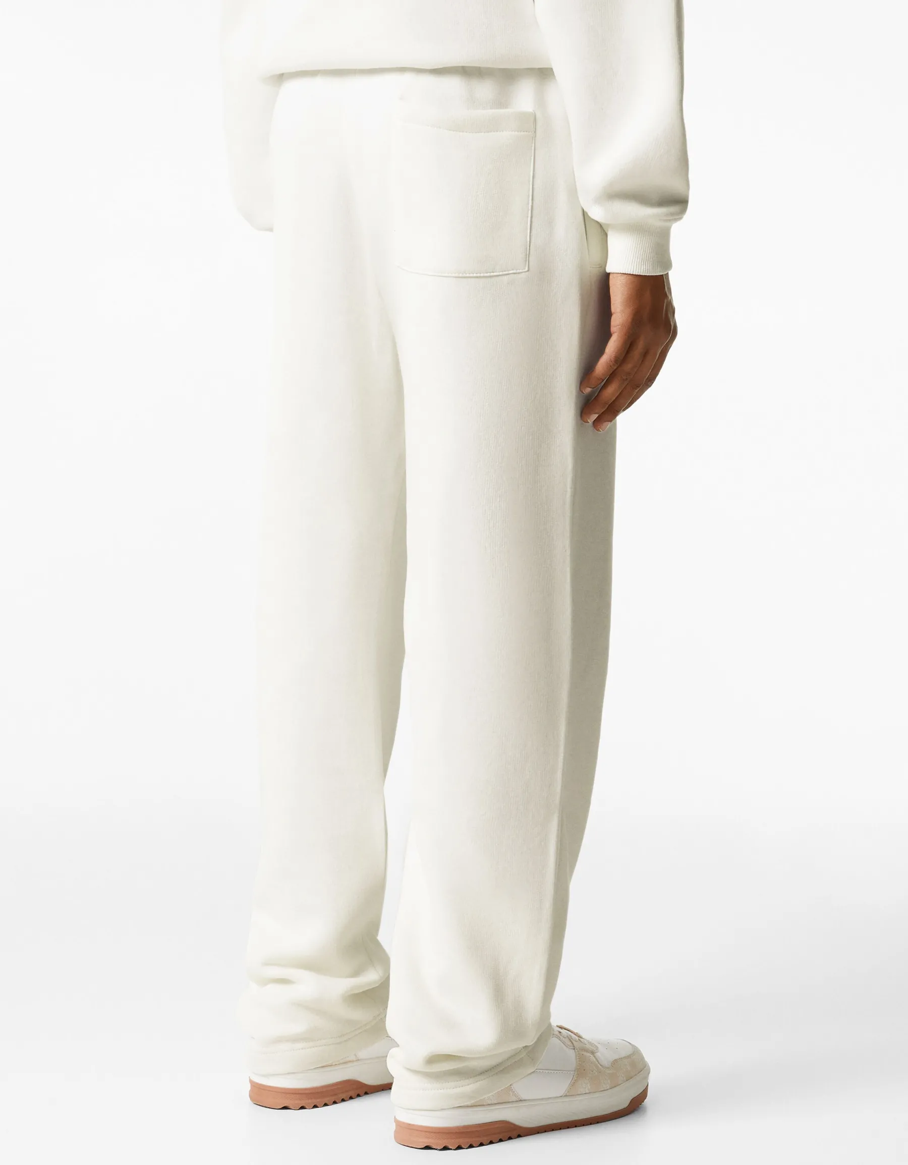 BERSHKA Pantalon molleton wide leg Blanc cassé New