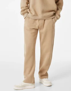 BERSHKA Pantalon molleton wide leg Camel Online