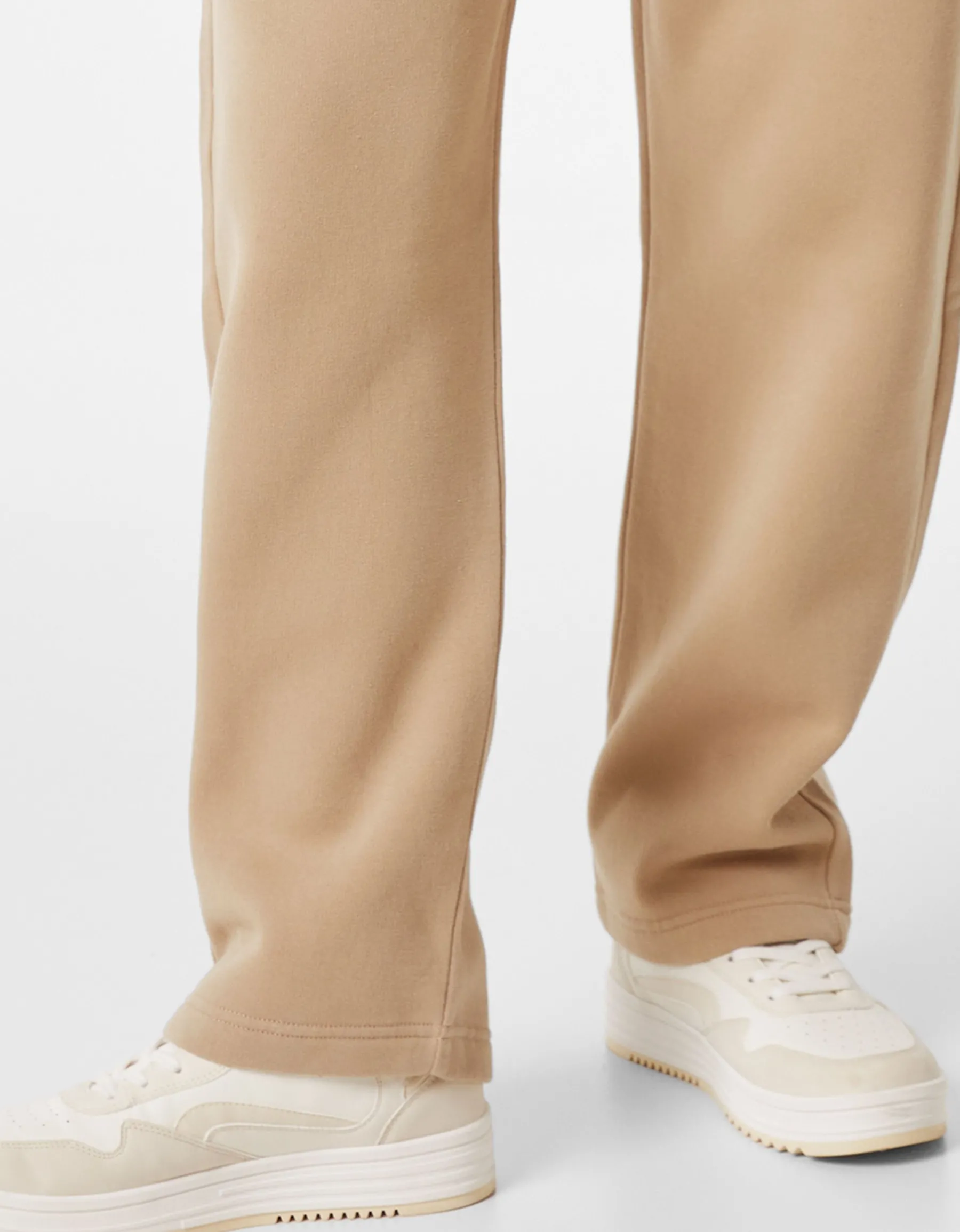BERSHKA Pantalon molleton wide leg Camel Online