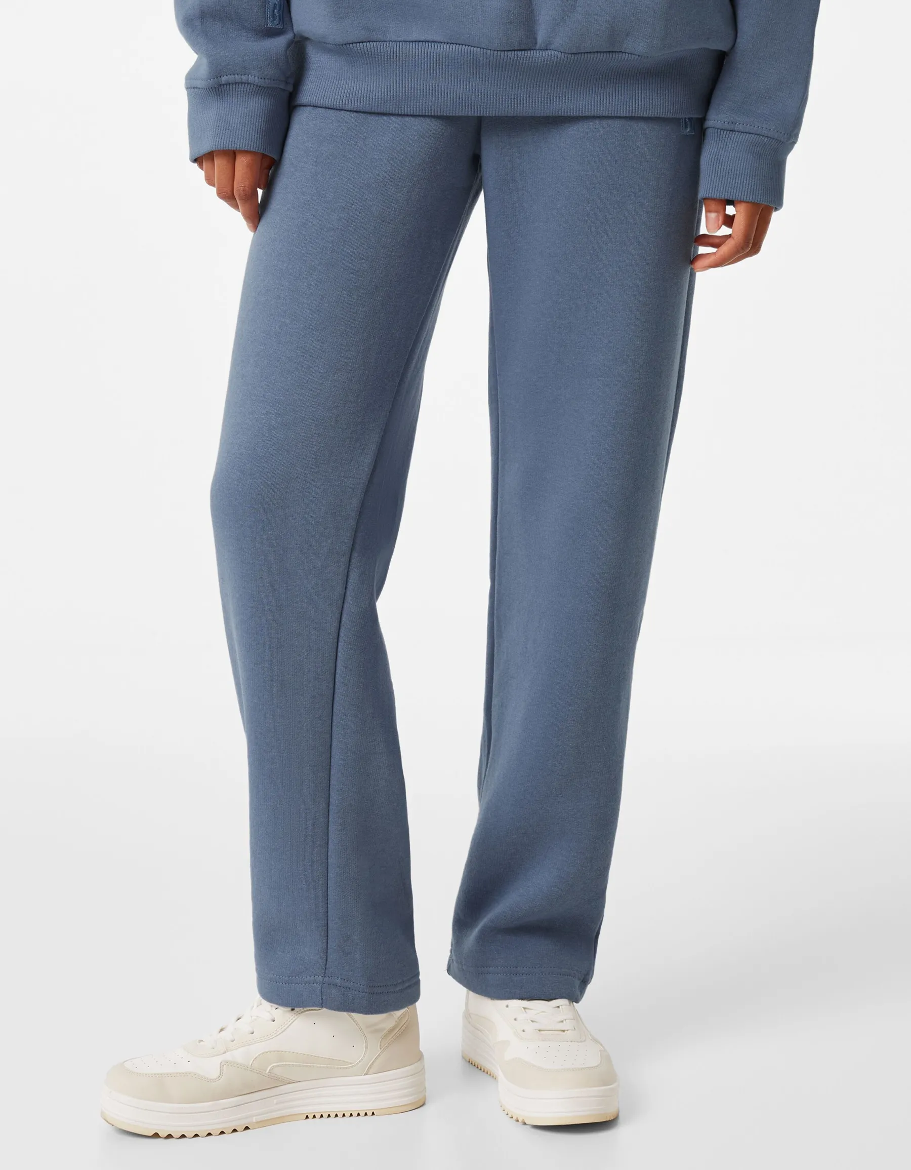 BERSHKA Pantalon molleton wide leg Blanc cassé Shop