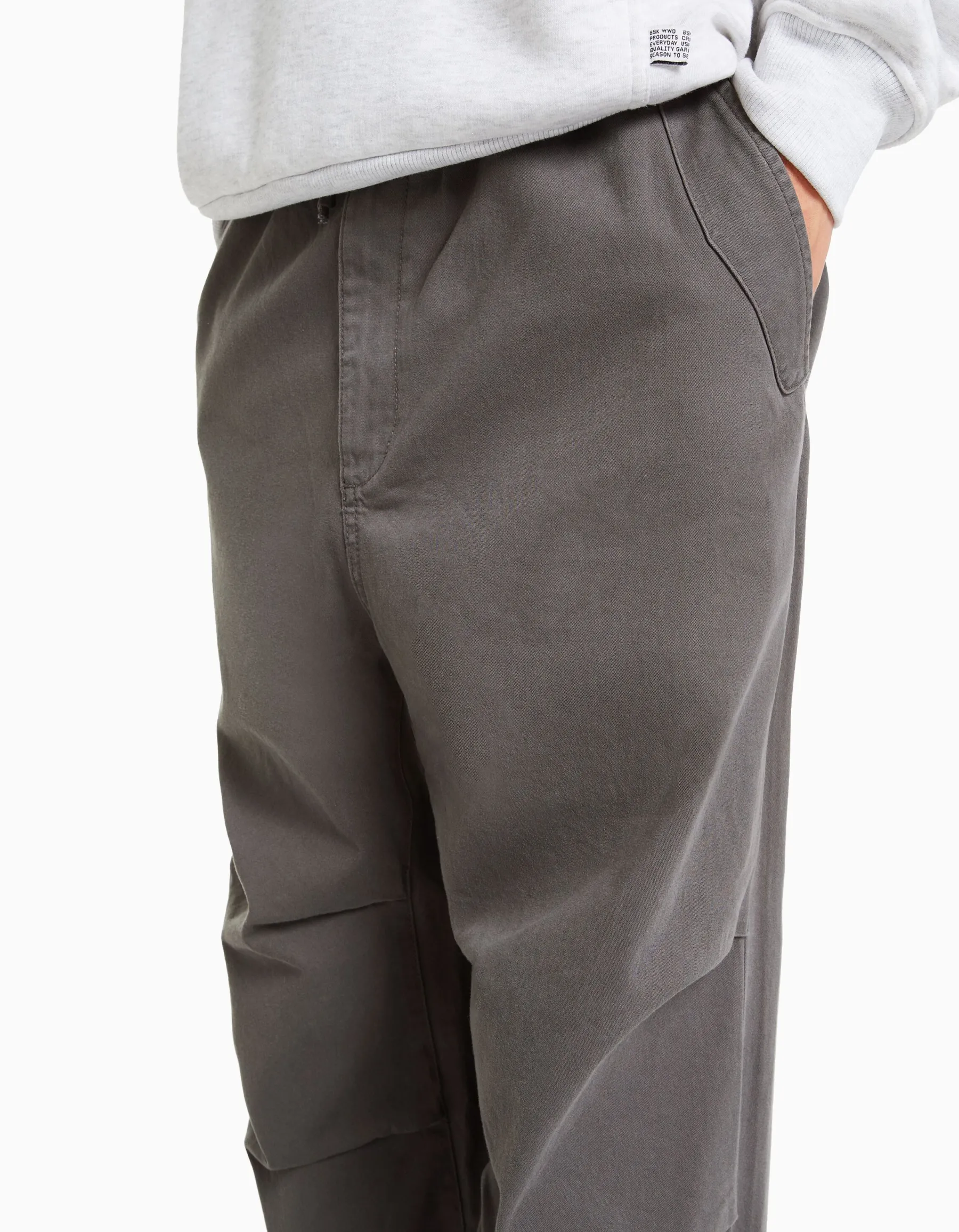 BERSHKA Pantalon parachute coton Camel Hot