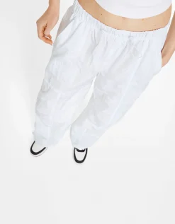 BERSHKA Pantalon parachute nylon Blanc Cheap