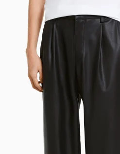 BERSHKA Pantalon semi jogger similicuir Noir Best Sale