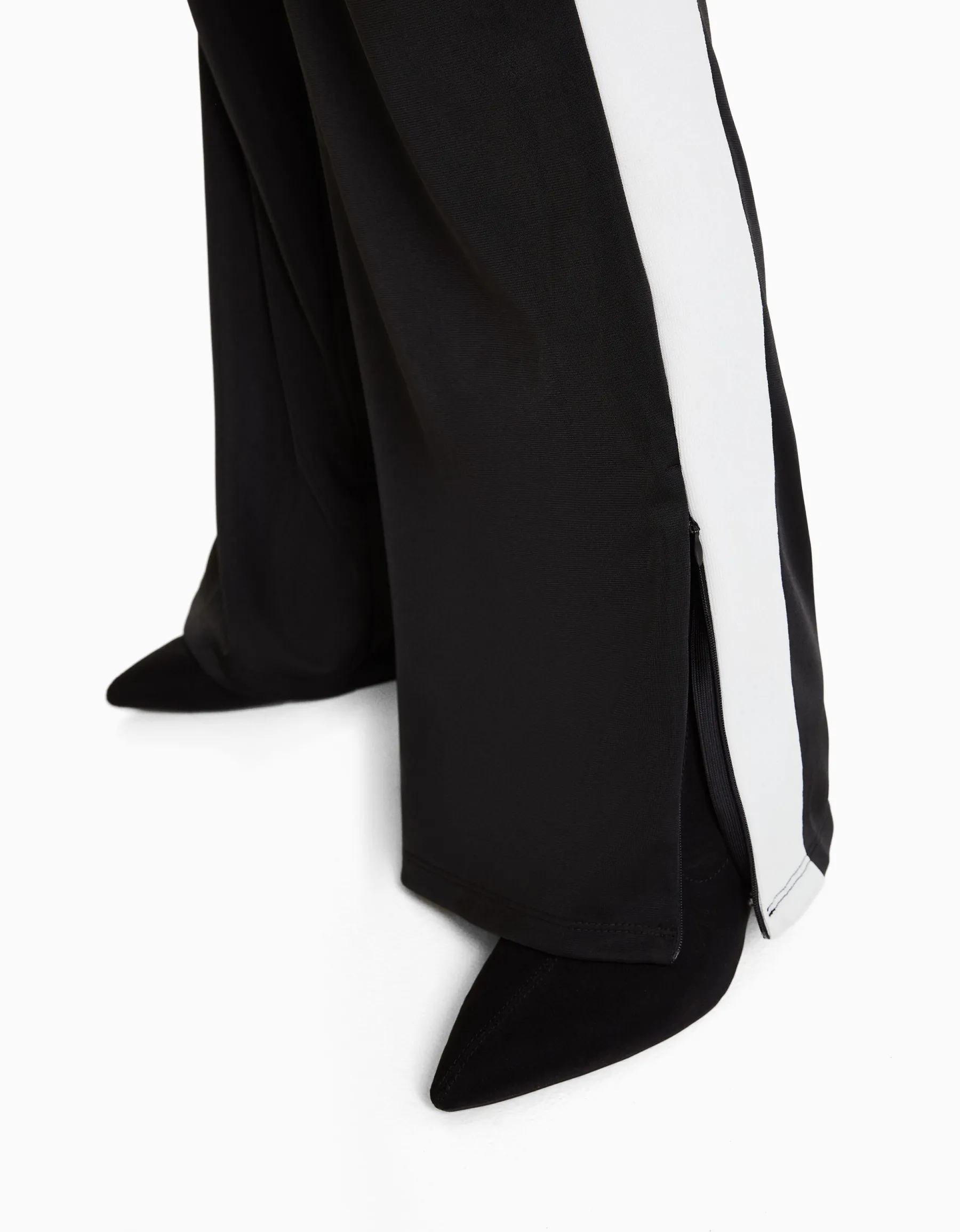 BERSHKA Pantalon straight bande latérale Noir Cheap