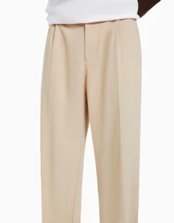 BERSHKA Pantalon tailleur semi-jogger wide Noir Cheap
