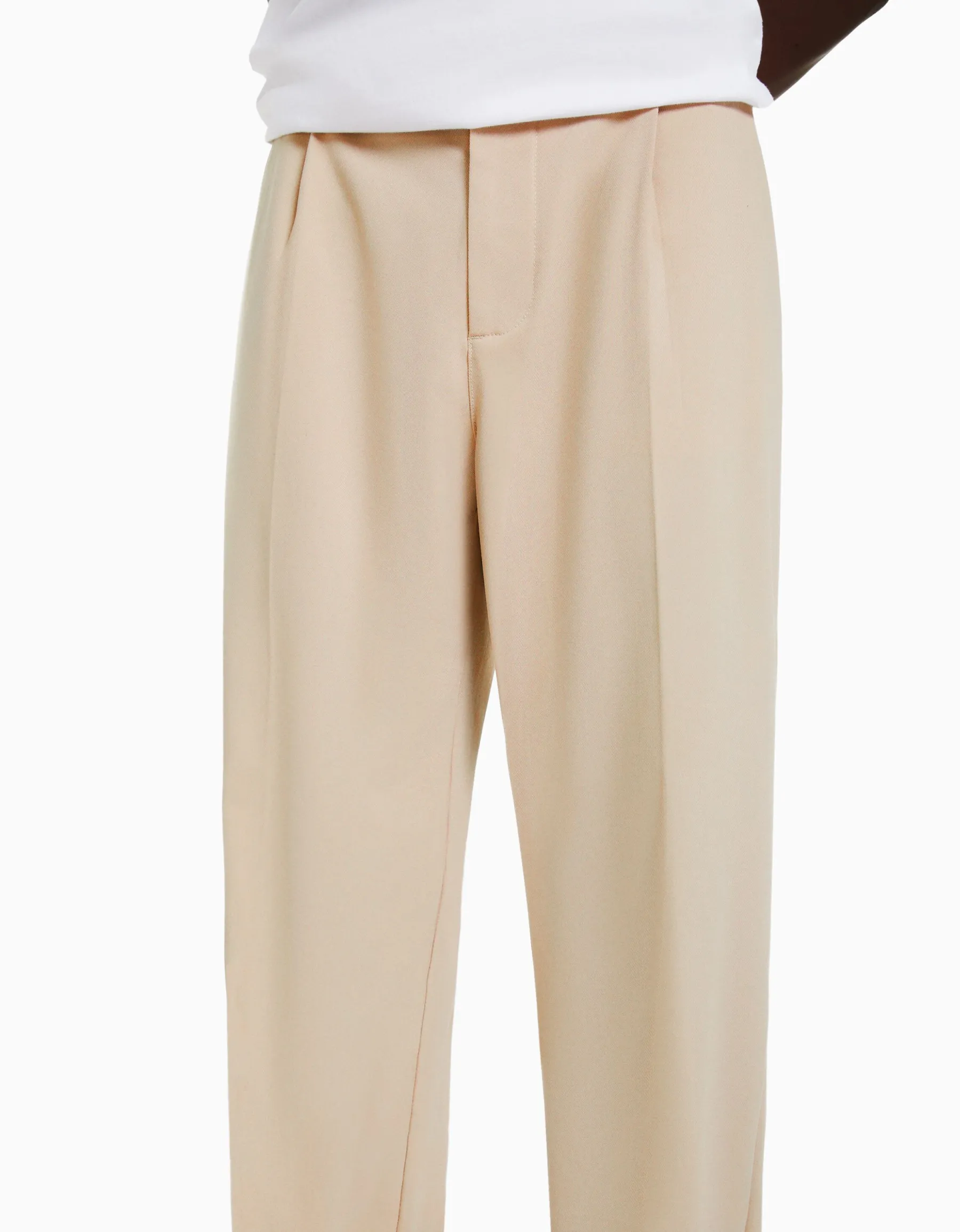 BERSHKA Pantalon tailleur semi-jogger wide Noir Cheap