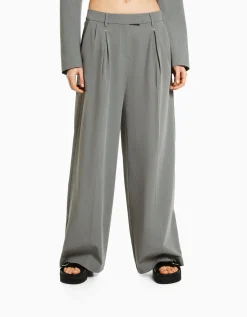 BERSHKA Pantalon tailoring Gris Outlet