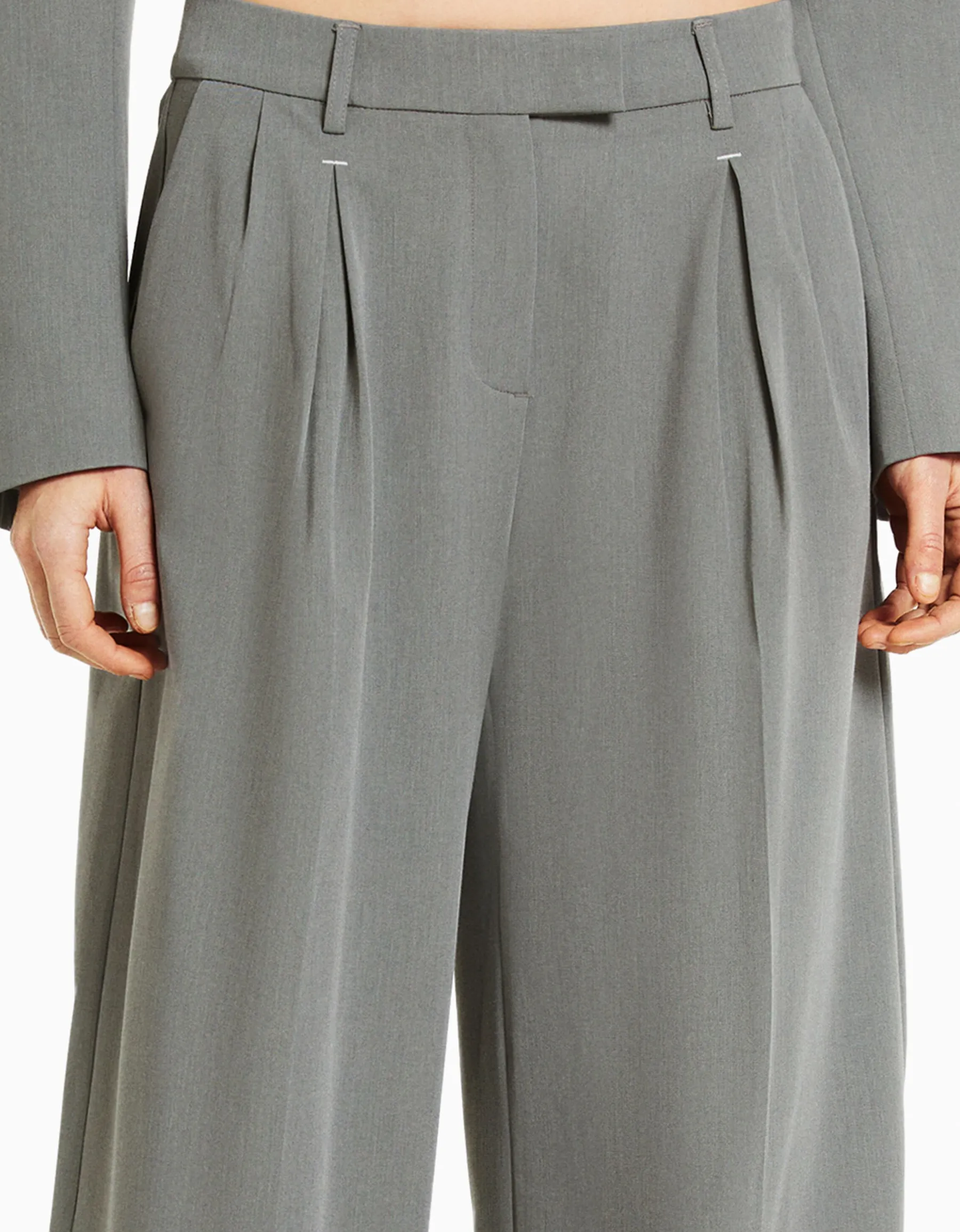 BERSHKA Pantalon tailoring Gris Outlet