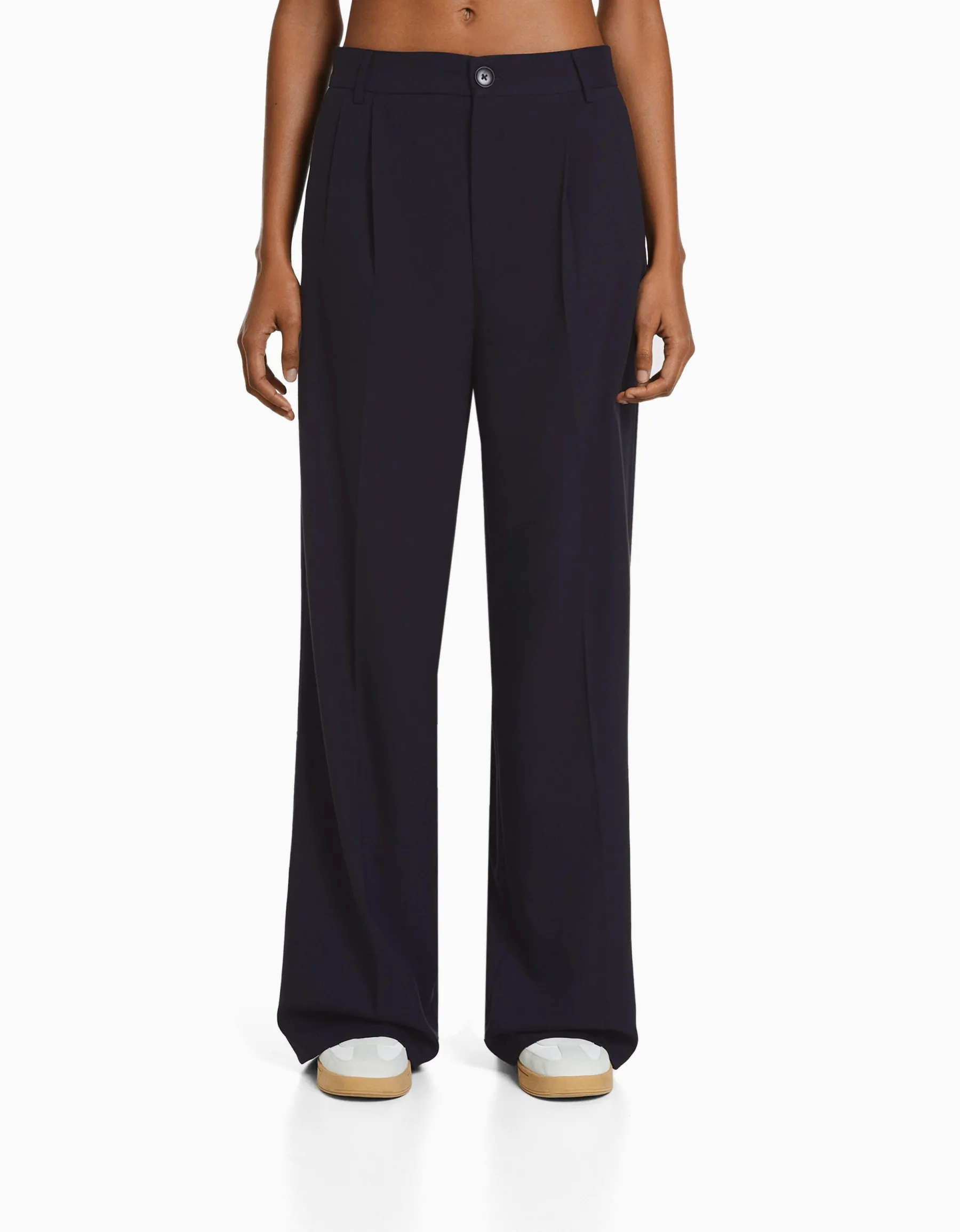 BERSHKA Pantalon tailoring dad fit Camel Cheap