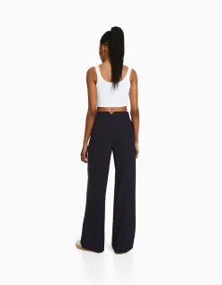 BERSHKA Pantalon tailoring dad fit Camel Cheap